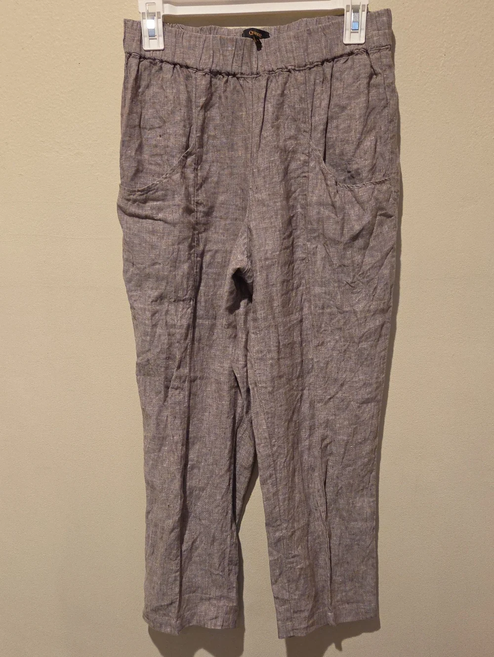❤️ QUINCE 100% EUROPEAN LINEN TAPERED ANKLE PANTS IN TAUPE BROWN CHAMBRAY, SMALL